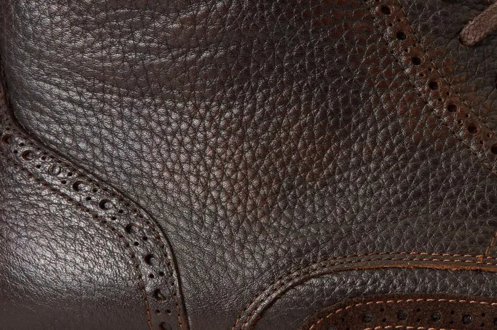 Men The Anderson Brown Leather and Suede Brogue LaceUp Boot With A Zipp Vinci Leather Boots
