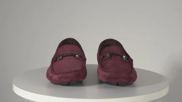 Men The Bari Burgundy Suede Leather Bit Drive Loafer Shoe Vinci Leather Casual