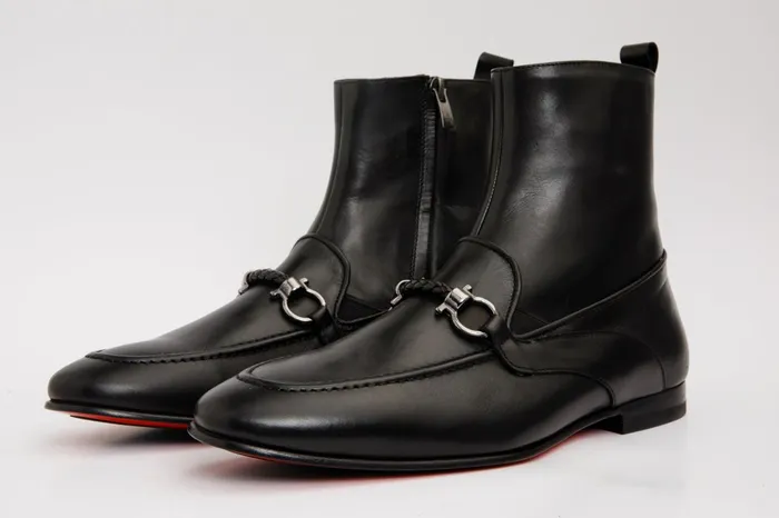 Men The Baron Black Bit ZipUp Dress Boot Vinci Leather Boots