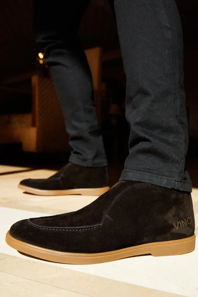 Men The Belek Black Open Walk Suede Leather Boot Vinci Leather Boots