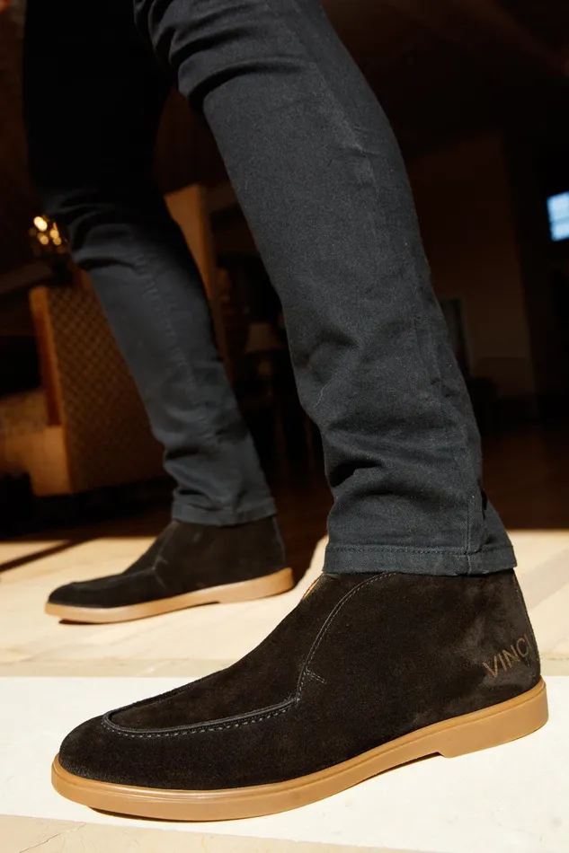 Men The Belek Black Open Walk Suede Leather Boot Vinci Leather Boots