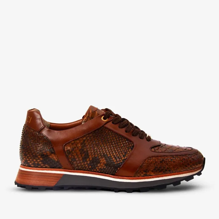 Men The Boss Pyth Snk Skin Tan Sneaker Vinci Leather Sneakers