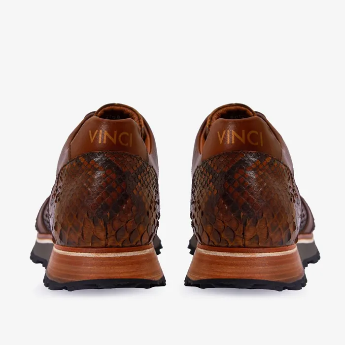 Men The Boss Pyth Snk Skin Tan Sneaker Vinci Leather Sneakers