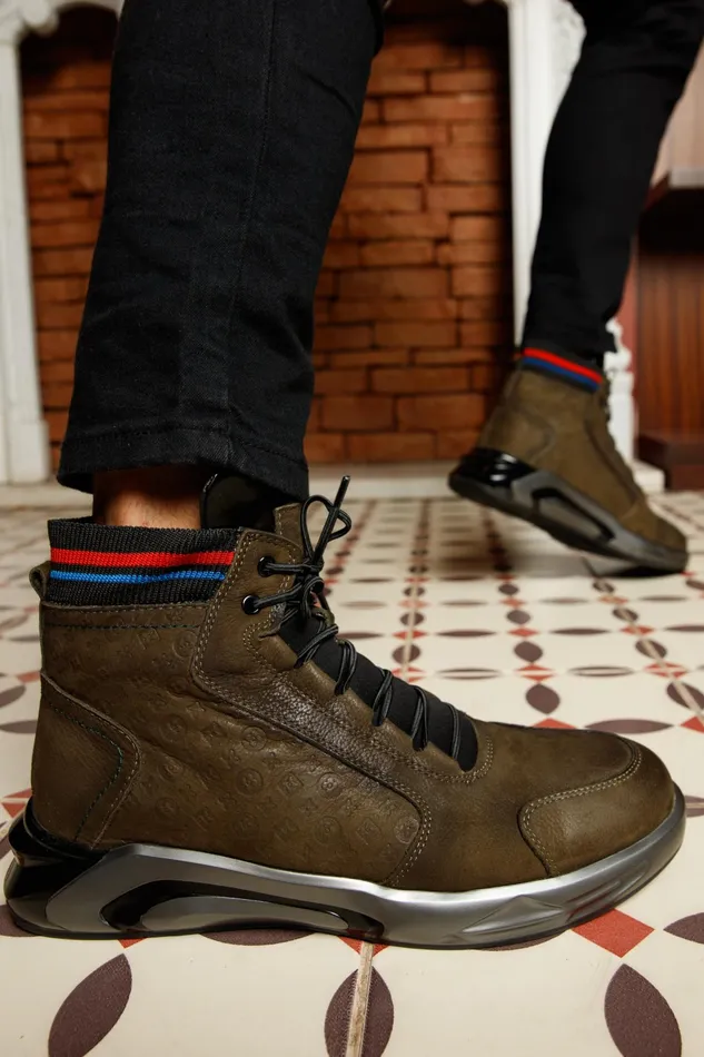 Men The Caracas Green Suede Leather Casual Boot Vinci Leather Boots