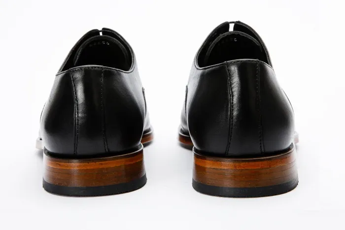 Men The Gambaha Black Leather Quarter Brogue Cap Toe Oxford Shoe Vinci Leather Dress Shoes