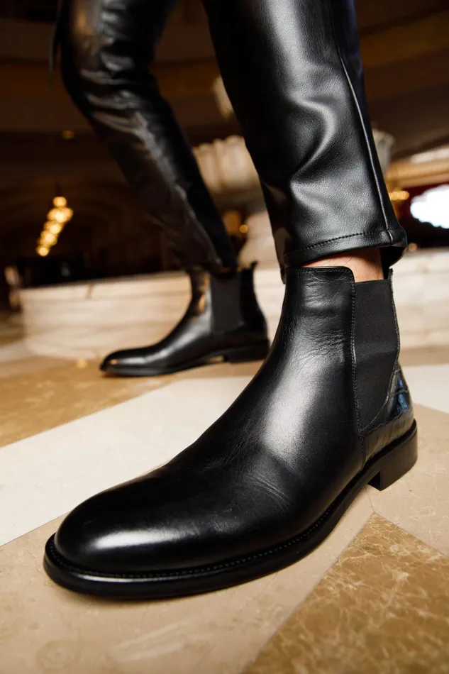 Men The Manby Black Leather Chelsea Boot Vinci Leather Boots