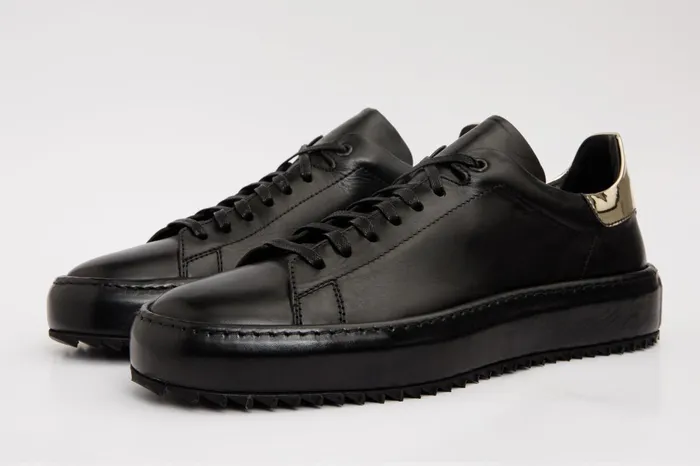 Men The Noble Black Leather Sneaker Vinci Leather Sneakers