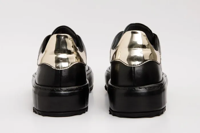 Men The Noble Black Leather Sneaker Vinci Leather Sneakers