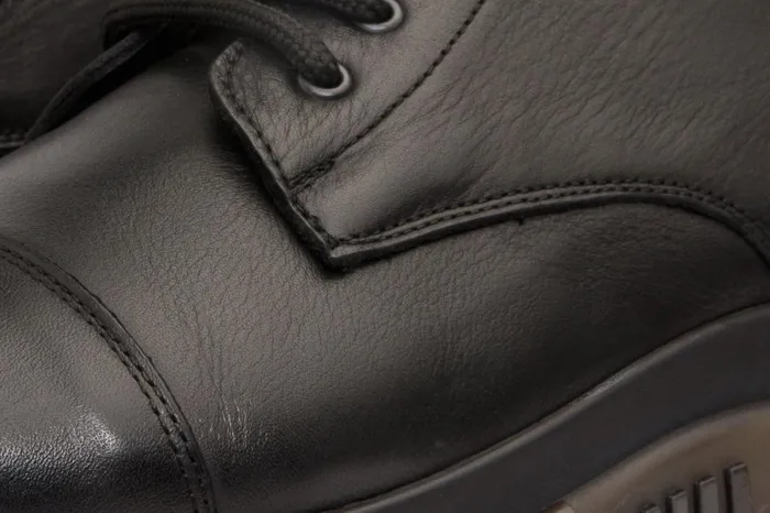 Men The Ottova Black Leather LaceUp Sneaker Boot With A Zipper Vinci Leather Boots