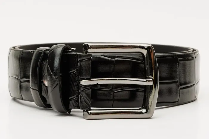 Men The Patton Black Color Calfskin Belt Vinci Leather Leather Belts