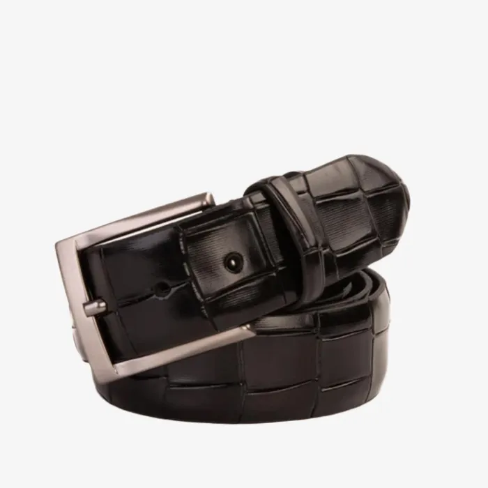 Men The Patton Black Color Calfskin Belt Vinci Leather Leather Belts