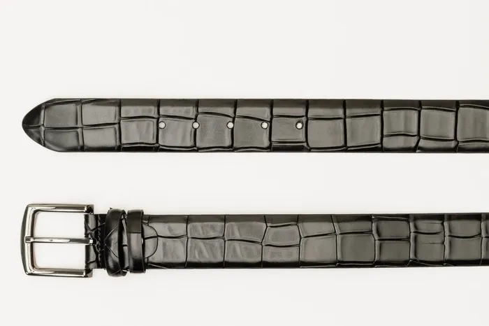 Men The Patton Black Color Calfskin Belt Vinci Leather Leather Belts