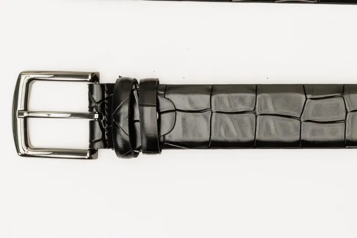 Men The Patton Black Color Calfskin Belt Vinci Leather Leather Belts