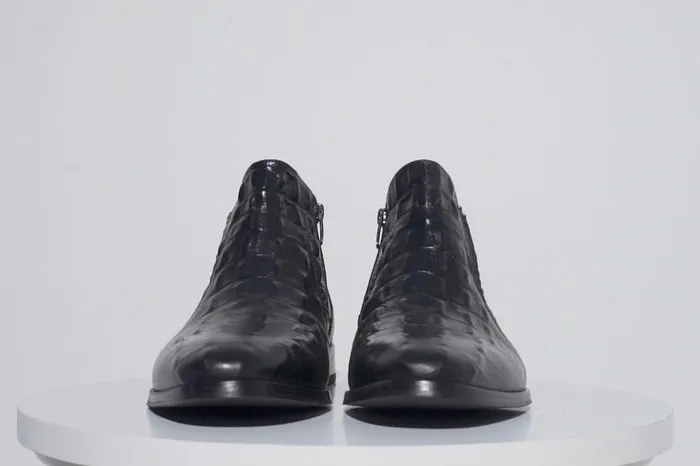 Men The Randor Black Leather SideZip Dress Ankle Boot Vinci Leather Boots