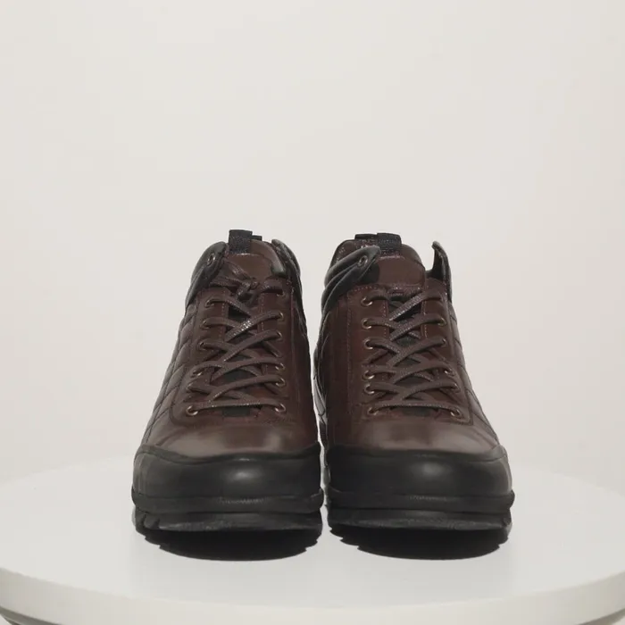 Men The Riga Brown Leather Casual LaceUp Boot With A Zipper Vinci Leather Boots