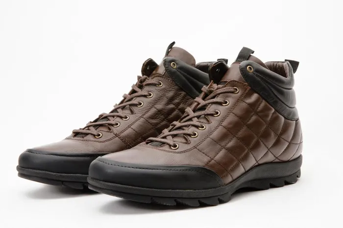 Men The Riga Brown Leather Casual LaceUp Boot With A Zipper Vinci Leather Boots