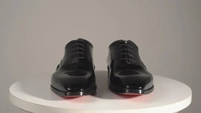 Men The Royal Hand Craft Black Patent Leather Plain Toe Oxford Shoe Vinci Leather Dress Shoes