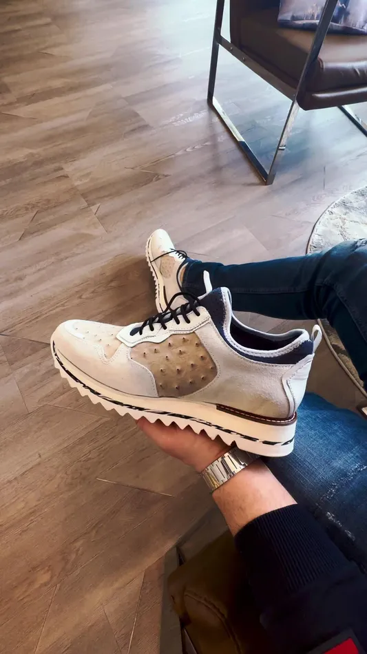 Men The Sopez White Leather Sneaker Vinci Leather Sneakers