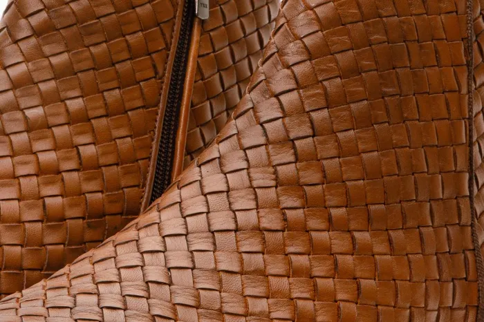 Men The Wellington Tan Handwoven Leather Boot With A Zipper Vinci Leather Boots