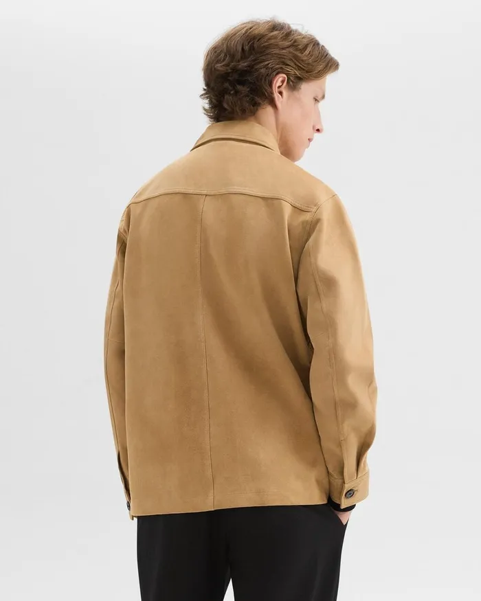 Men Theory Outerwear Closson Military Jacket In Suede New Camel