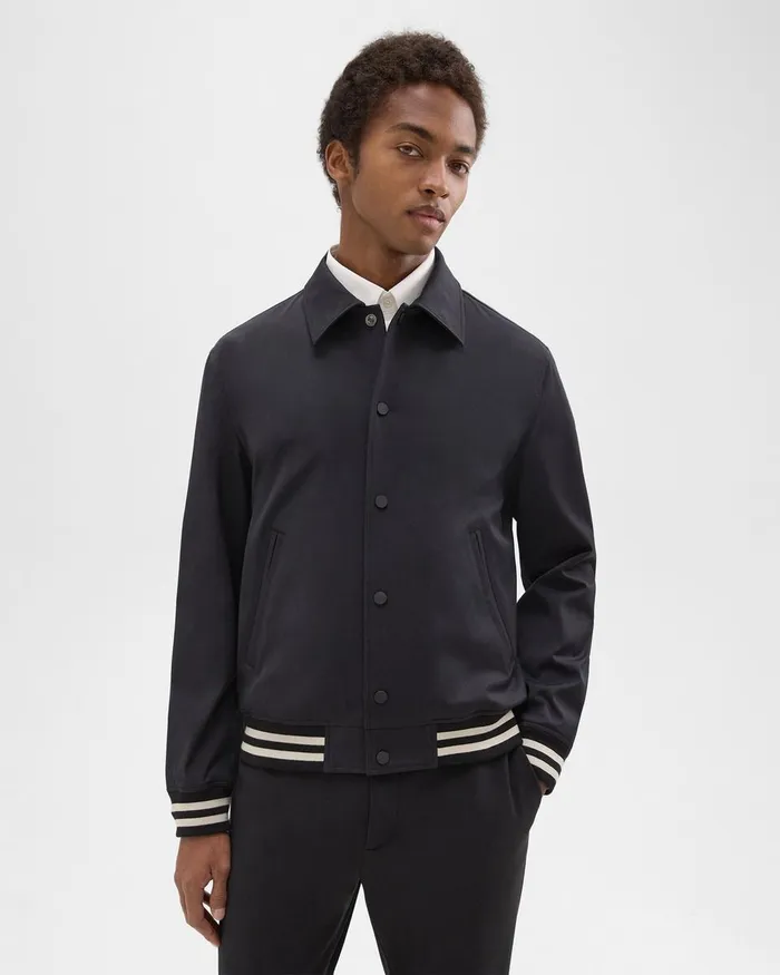 Men Theory Outerwear Varsity Jacket In Neoteric Black