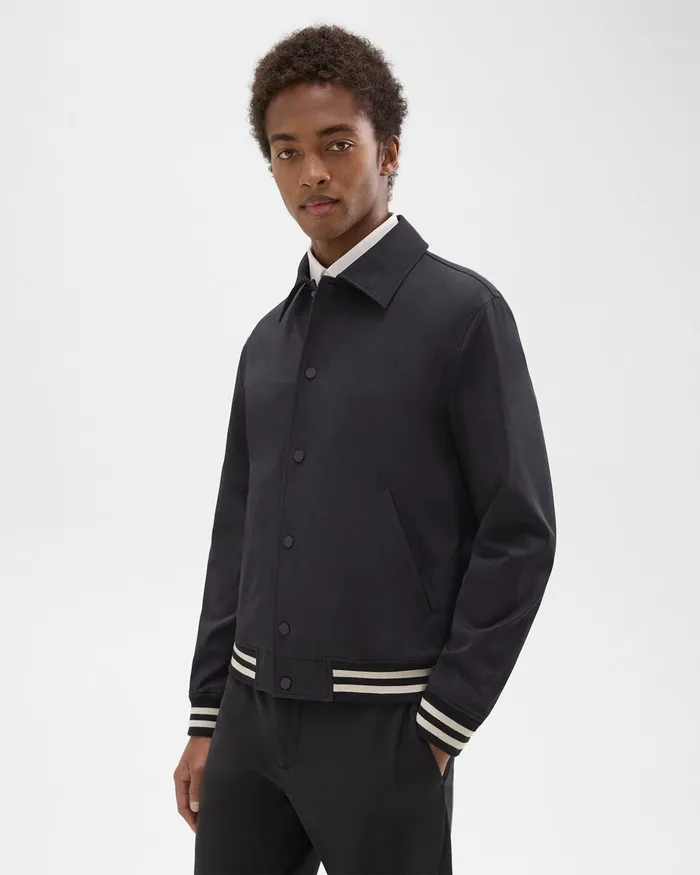 Men Theory Outerwear Varsity Jacket In Neoteric Black