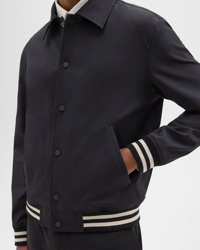 Men Theory Outerwear Varsity Jacket In Neoteric Black