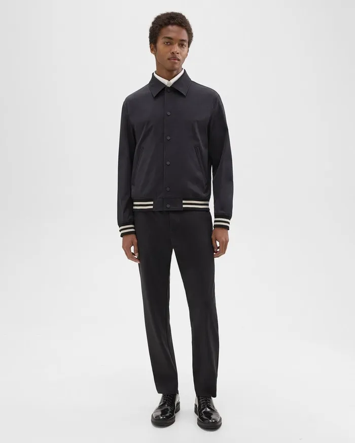 Men Theory Outerwear Varsity Jacket In Neoteric Black