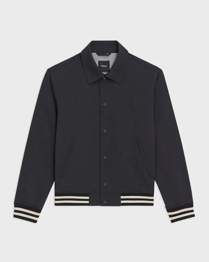Men Theory Outerwear Varsity Jacket In Neoteric Black