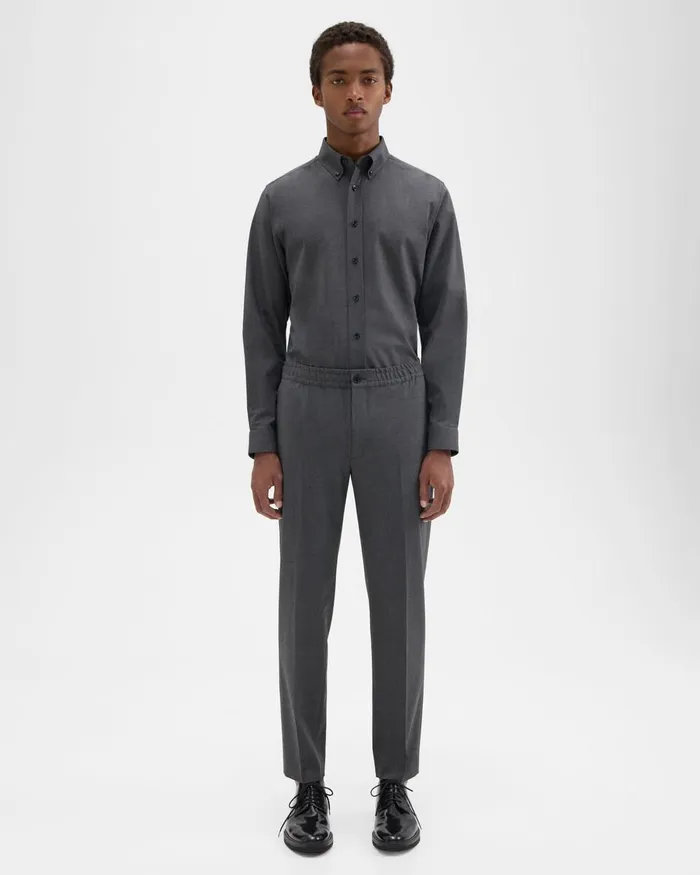 Men Theory Pants Larin Drawstring Pant In Stretch Wool Medium Charcoal