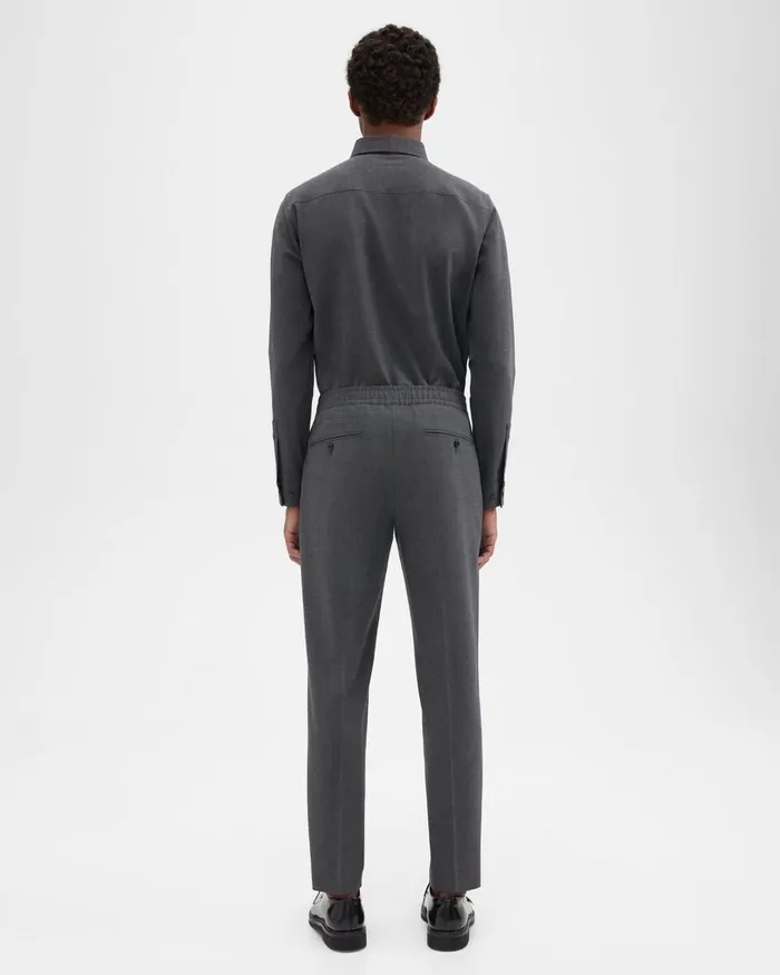 Men Theory Pants Larin Drawstring Pant In Stretch Wool Medium Charcoal