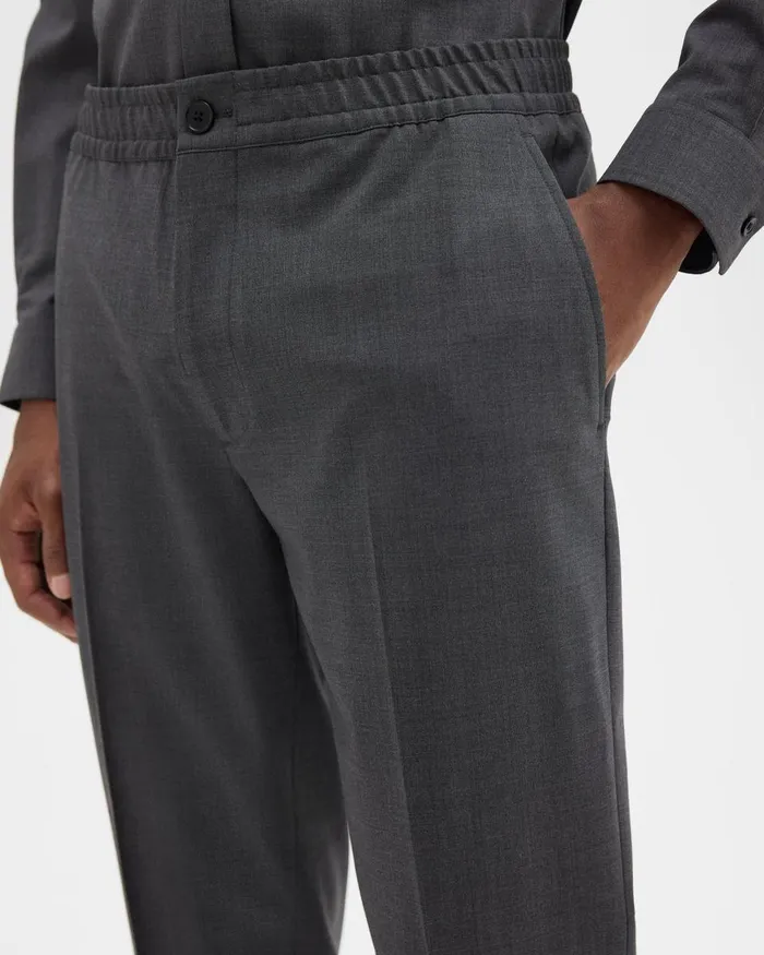 Men Theory Pants Larin Drawstring Pant In Stretch Wool Medium Charcoal