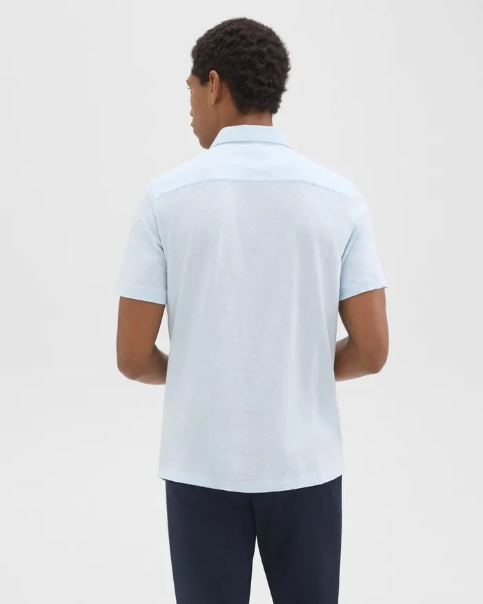 Men Theory Shirts Noran ShortSleeve Shirt In Slub Cotton Skylight