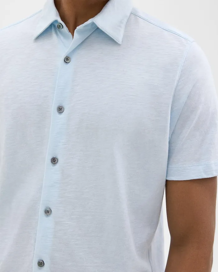 Men Theory Shirts Noran ShortSleeve Shirt In Slub Cotton Skylight