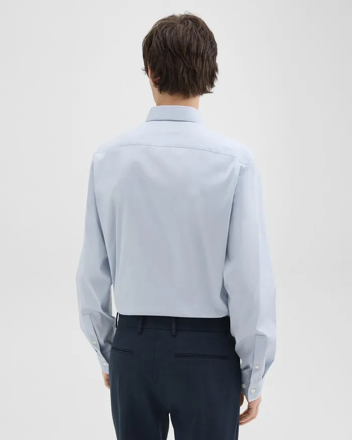 Men Theory Shirts Sylvain Shirt In Checked Poplin Olympicwhite