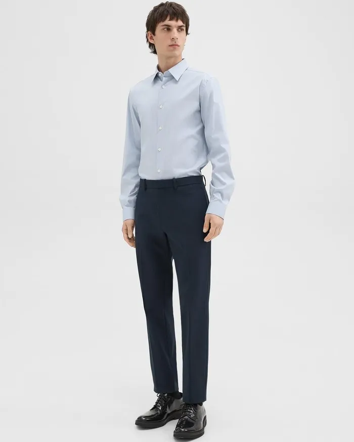 Men Theory Shirts Sylvain Shirt In Checked Poplin Olympicwhite