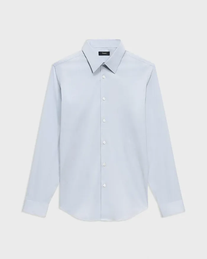 Men Theory Shirts Sylvain Shirt In Checked Poplin Olympicwhite