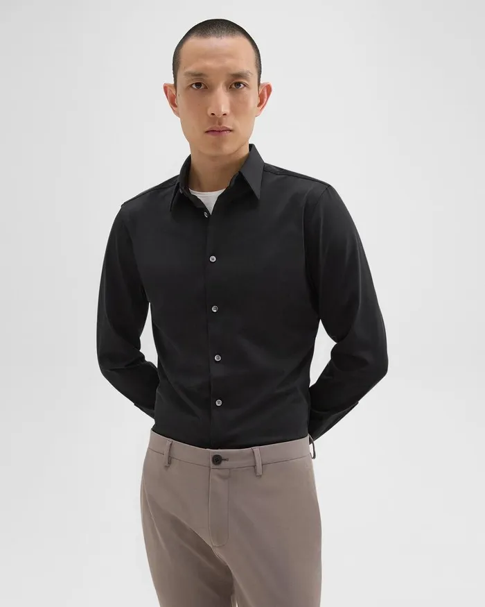 Men Theory Shirts Sylvain Shirt In Structure Knit Black