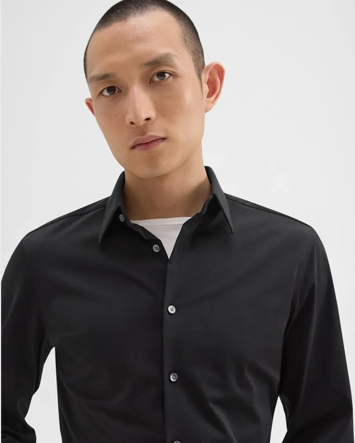 Men Theory Shirts Sylvain Shirt In Structure Knit Black