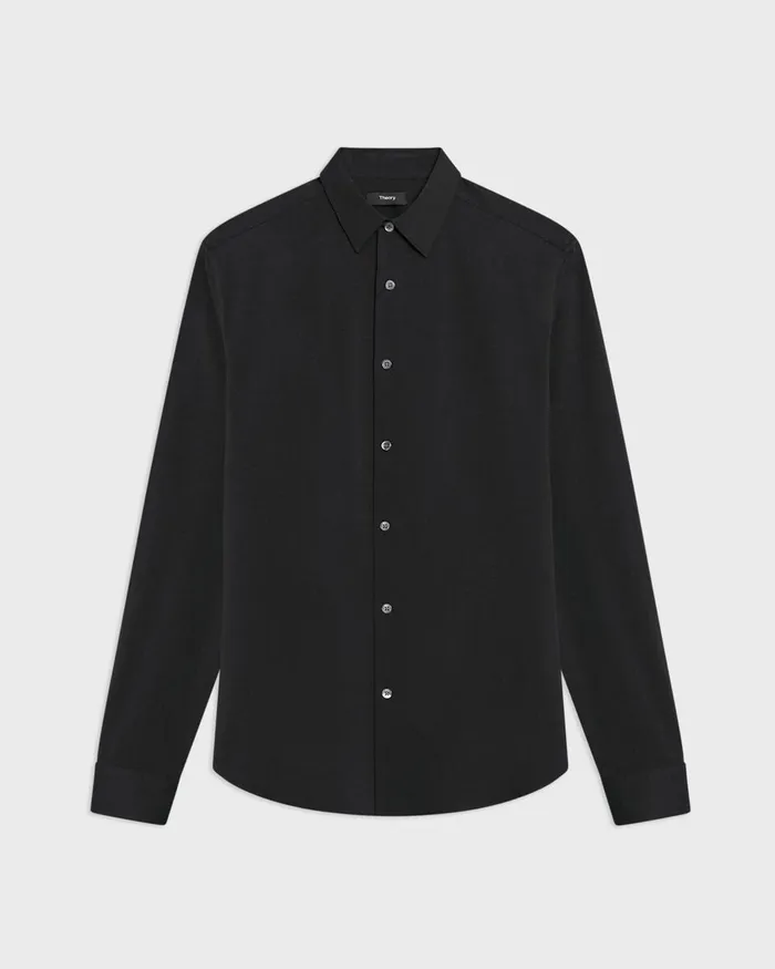 Men Theory Shirts Sylvain Shirt In Structure Knit Black