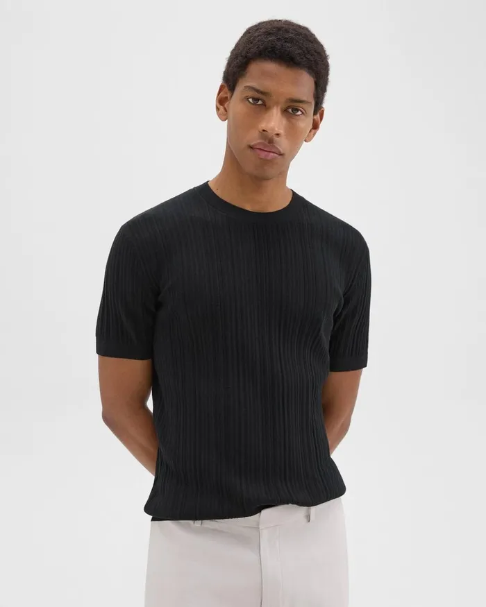 Men Theory Sweaters Cardigans Damian Tee In Cotton Black