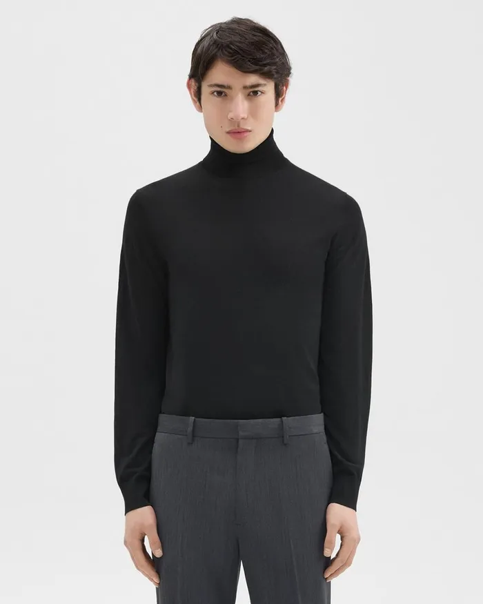 Men Theory Sweaters Cardigans Turtleneck Sweater In Regal Wool Black