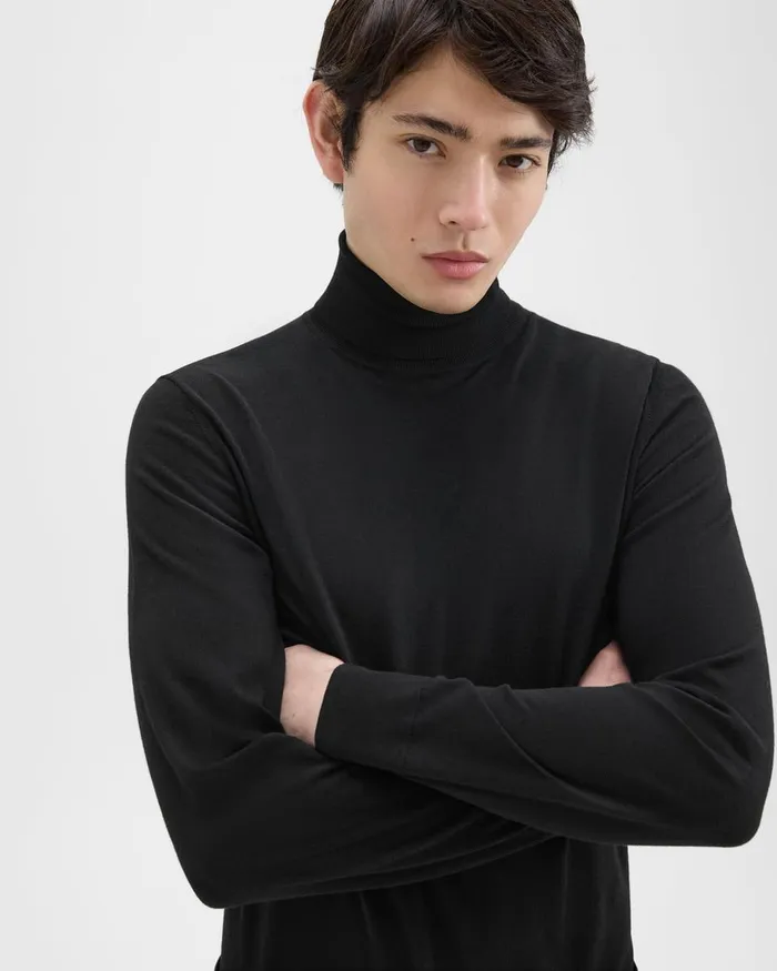Men Theory Sweaters Cardigans Turtleneck Sweater In Regal Wool Black