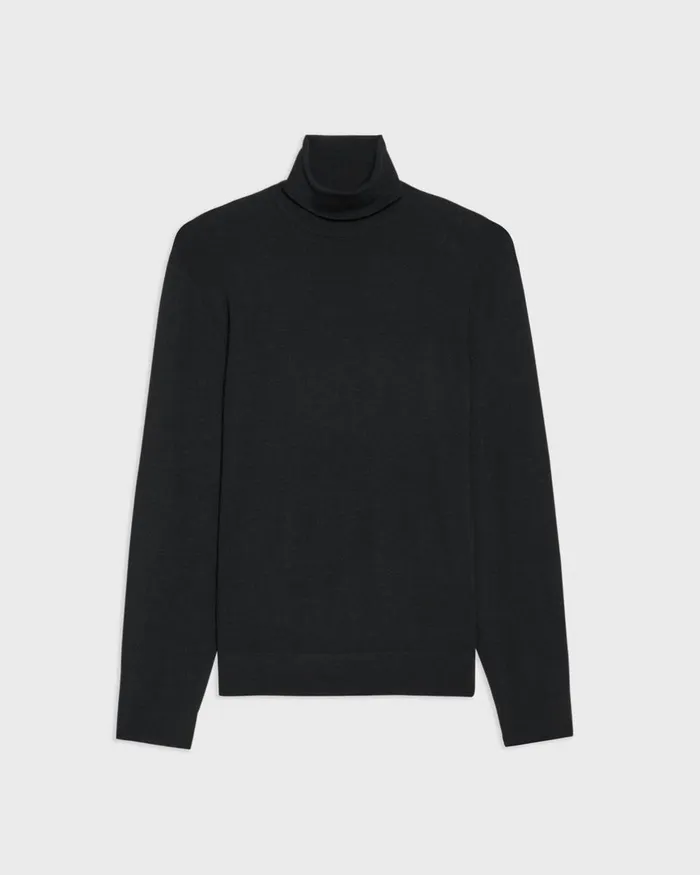 Men Theory Sweaters Cardigans Turtleneck Sweater In Regal Wool Black