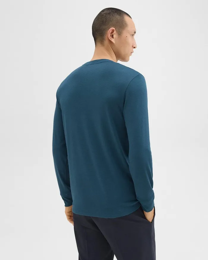 Men Theory TShirts Polos Essential LongSleeve Tee In Anemone Modal Jersey Twilight