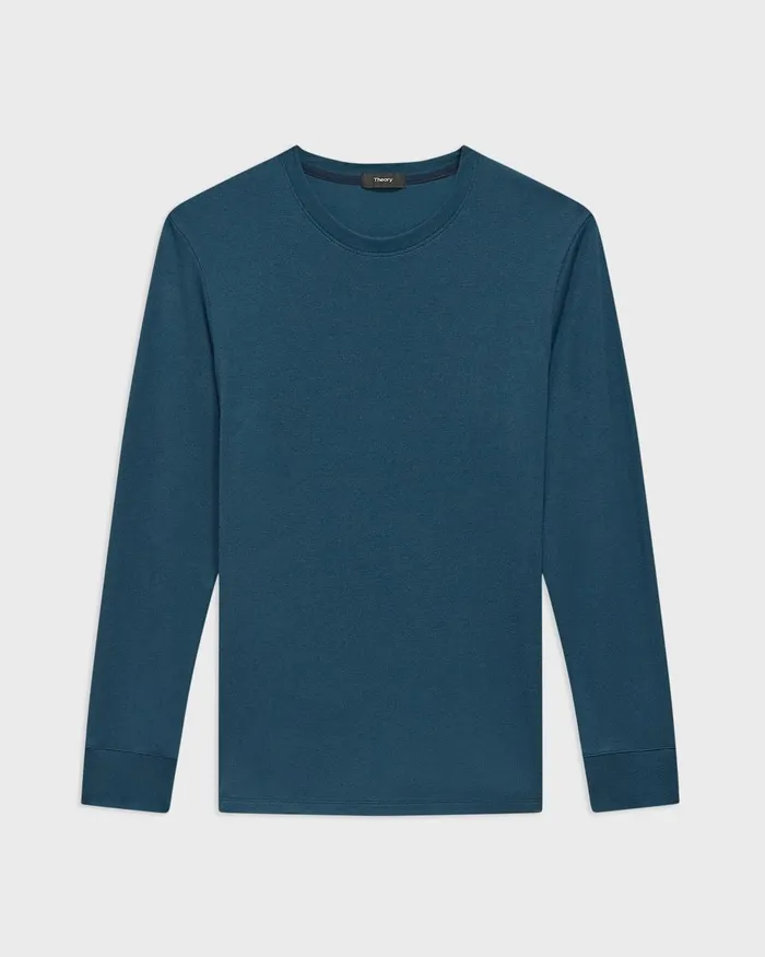 Men Theory TShirts Polos Essential LongSleeve Tee In Anemone Modal Jersey Twilight