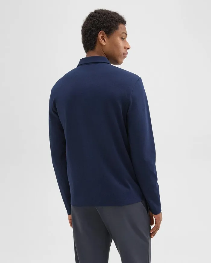 Men Theory TShirts Polos LongSleeve Polo Shirt In Cotton Jersey Baltic