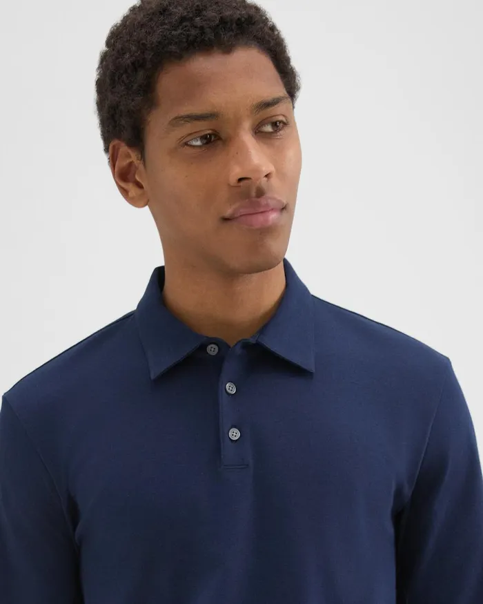 Men Theory TShirts Polos LongSleeve Polo Shirt In Cotton Jersey Baltic
