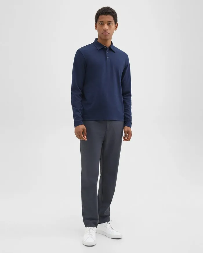 Men Theory TShirts Polos LongSleeve Polo Shirt In Cotton Jersey Baltic