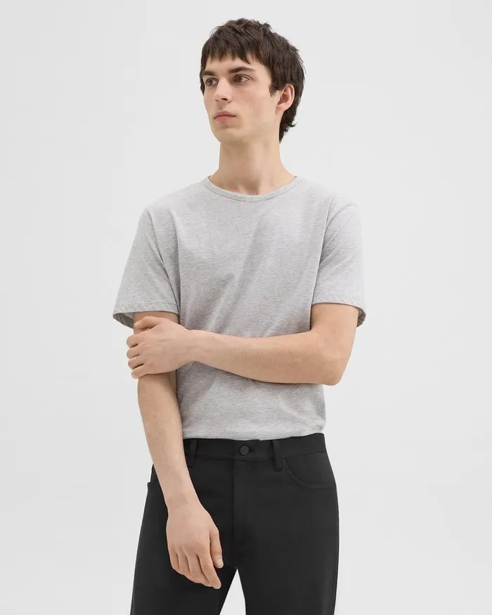 Men Theory TShirts Polos Precise Tee In Pima Cotton Jersey Charcoal Heather